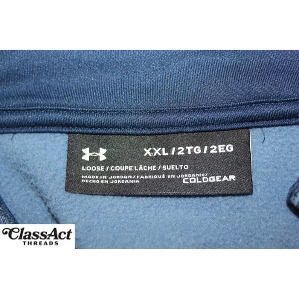 Under Armour 1/4 Zip Sweater Mens Loose Golf Coldgear Gray Fleece XXL - Picture 8 of 8